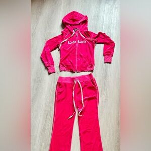 Bebe vibrante Pink Velour Track Set